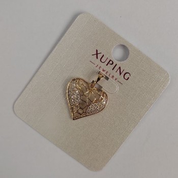 Xuping Heart Pendant with White Crystals, 23×18 mm, 18K Gold Plating