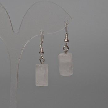 Rock Crystal Earrings, Faceted Cylinder, Diameter 10x16mm (+/-), Length 37mm (+/-)