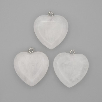 Heart Pendant with Rock Crystal, diameter 25x25x9 mm, length 27 mm