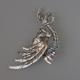 Dragon pendant brooch with blue crystals 80x41 mm silver-tone metal