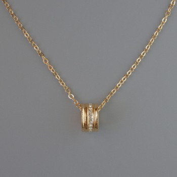 Pendant on a chain, golden metal, diameter 10x6 mm, thickness 1 mm, length 40-45 cm.