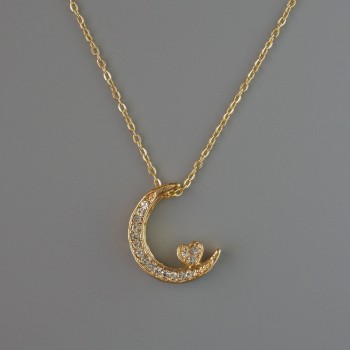 Pendant "Moon" on a gold-toned chain, diameter 18x14 mm, thickness 1 mm + -, length 40–45 cm +