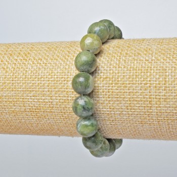 Jadeite Bracelet (Pressed) Smooth Beads, 10.5 mm diameter, 18 cm length (Stretch)