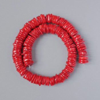 Natural faceted coral beads, diameter 14×4 mm, length 40 cm ± on beading thread