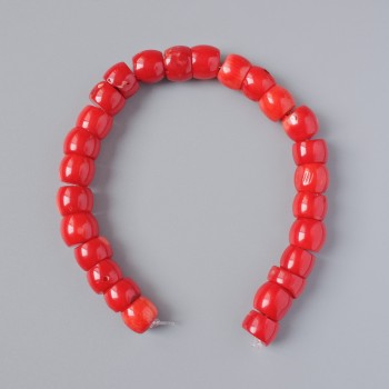 Natural Coral Rondelle Beads, 10x8 mm, 20 cm length on beading thread