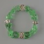 Bracelet: Green-Tinted Quartz, Unpolished Faceted Stone, 10x13mm, 18cm Stretch with Metal Inserts