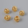 Bead-insert finding, 7x7 mm diameter, hole 3–4 mm, gold-tone metal, 1 pc