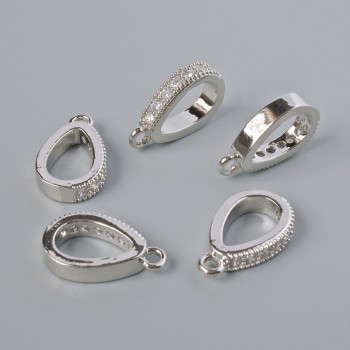 Підкулонник з білими стразами, сріблястий колір металу, діаметр 15х3мм+- 1шт