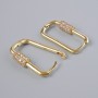 Congo earring hooks with white rhinestones, dark-gold metal color, 21x11 mm pair