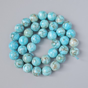 Blue Jasper Beads (Synthetic) Smooth Round Beads, Diameter 10.5 mm, Length 39 cm on Thread
