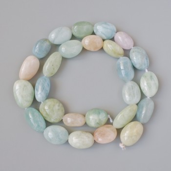 Morganite Beads, Natural Stone Cabochon-Cut, 10×15 mm, length approximately 39 cm on thread