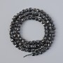 Beads of black tourmaline, natural stone, faceted cube, 4 mm diameter ±, 40 cm length ± on thread