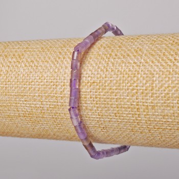 Bracelet Amethyst natural stone, faceted, bead size 4x4 mm ±, length 18 cm ± (stretch)