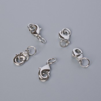 Фурнітура застібка карабін, діаметр 12х6мм сріблястий колір металу, 1шт