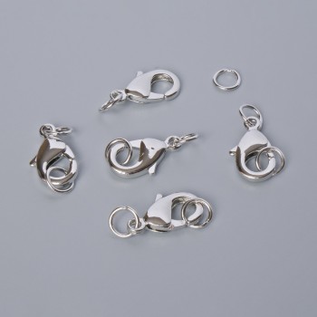 Фурнітура застібка карабін, діаметр 10х5мм сріблястий колір металу, 1шт