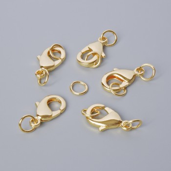 Фурнітура застібка карабін, діаметр 15х8мм золотистий колір металу, 1шт