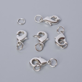 Фурнітура застібка карабін, діаметр 15х8мм сріблястий колір металу, 1шт