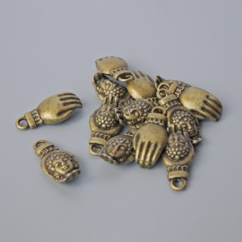 Pendant findings "Buddha's Hand", dimensions 18x8.5 mm, hole diameter 2 mm, packaging 13 pcs +/- Bronze color of metal
