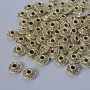 Bead insert findings, diameter 3×6.5 mm, hole diameter 1.9 mm, pack of 46 pcs, light-gold metal color