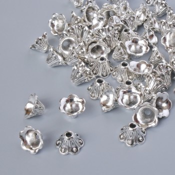 End Cap Findings, diameter 8x5 mm, hole diameter 1.7 mm, packaging 20 g +/-, silver color metal ~57 pcs