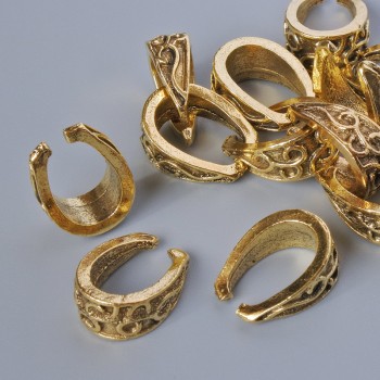 Pendant Bail Findings, dimensions 15×11×6 mm, hole 10.7×7.2 mm, pack 13 pcs ± 20 g ± gold-tone metal