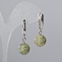Serpentine earrings with natural stone, smooth bead, diameter 14mm ±, length 34mm ±, English clasp