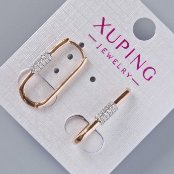 Xuping Earrings with White Crystals, diameter 24 × 3.5 mm, 18K Gold Plating