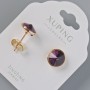 Xuping Stud Earrings with Swarovski Crystals burgundy color, 10 mm diameter, 18K Gold Plating