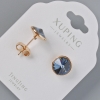 Xuping Stud Earrings with Swarovski Crystals, Blue Color, 10 mm Diameter, 18K Gold Plating