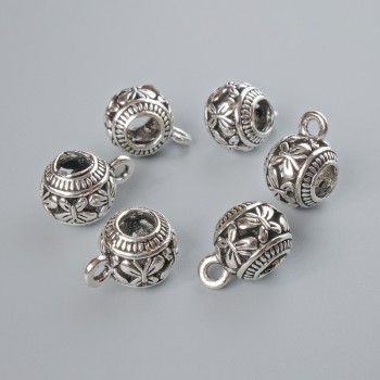 Bale Holder, silver color, 9.5×10.5 mm, hole diameter 2 mm, length 15 mm, pack of 6 pcs