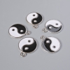 Yin Yang Pendant Hardware, 18 mm diameter, 22 mm length, hole diameter 2.5 mm, set of 5 pieces, silver-colored metal