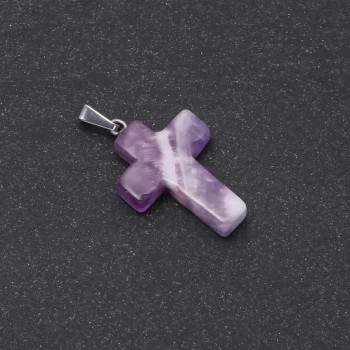 Amethyst Cross Pendant 18×25×35 mm