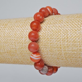 Natural Agate Bracelet with smooth beads, 10mm diameter, 18cm length +/- (stretch)