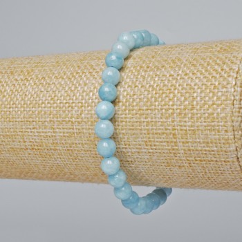 Bracelet with natural aquamarine, smooth bead, 6.5 mm diameter, 18 cm length (stretch)
