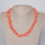 Carrot-orange natural coral necklace, granules, diameter 9x4 mm, length 44-47 cm