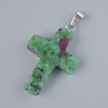 Pendant 'Cross' Zoisite Natural Stone, diameter 25×18 mm, length 34 mm+