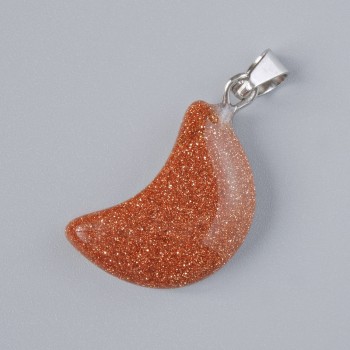 Кулон "Місяць" Авантюрин Золотий Пісок (синтетичний) камінь, діаметр 18х12мм+-, довжина 26мм+