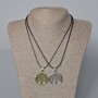 Pair of pendants 'Tree' bronze and silver metal 35x31 mm, length 45-50 cm