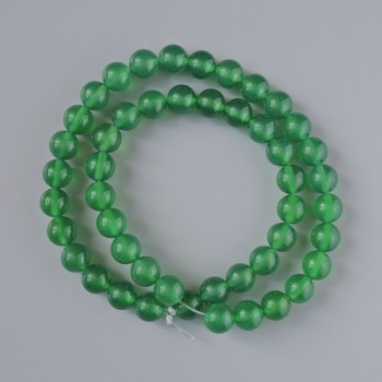 Chrysoprase Beads, Natural Stone, Smooth Round Beads, Diameter 8 mm, Length 38 cm on Thread