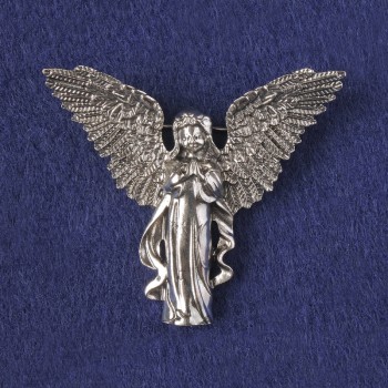 Angel pendant-brooch in silvery metal 43x50mm+