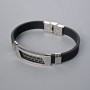 Men's rubber bracelet with metal inlays, length 21 cm, thickness 10 mm ±, inlay thickness 11.5 mm ±