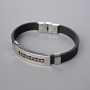 Men's bracelet with metal inserts, 21 cm long, 10 mm thick (+/-), insert thickness 11.5 mm (+/-), rubber