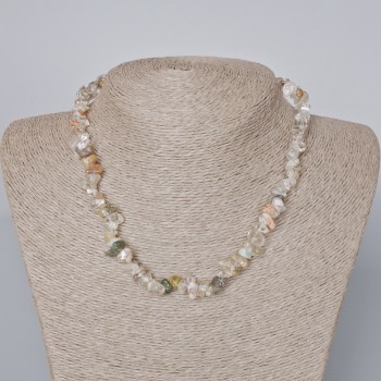 Beaded Necklace 'Assortment' with natural stone chips, bead size 8x4 mm, length 39-46 cm