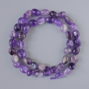 Amethyst beads, natural stone rondelle, diameter 9×10 mm, length 38 cm ± on thread