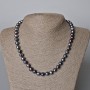 Necklace of Black Freshwater Pearls with a Gasoline Tint, diameter 9x8 mm, length 45–46 cm