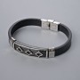 Men's bracelet with metal inlays, length 21 cm, thickness approx. 10 mm ±, insert thickness 11.5 mm ±, black eco-leather