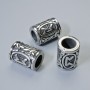 Bead Component 'Norse Rune', diameter 13×10 mm, hole diameter 6 mm, silver-tone metal color, 1 pc