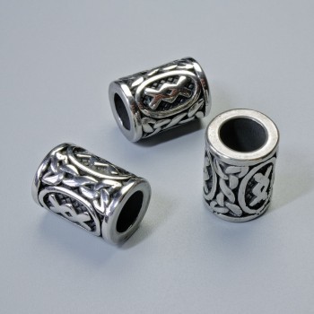Bead finding 'Nordic Rune', diameter 13x10mm ±, hole diameter 6mm, silver metal color, 1 pc