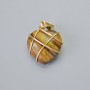 Pendant 'Heart' with Tiger's Eye in a gold-tone wrap, diameter 20x20 mm+-, length 30 mm+-