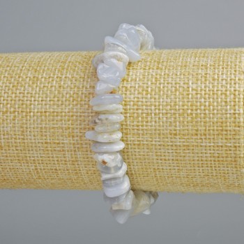 Браслет Агат блакитний (Блакитний халцедон, Сапфірін) натуральний камінь крихта, діаметр 10х3мм+-, довжина 18см+- (стрейч)